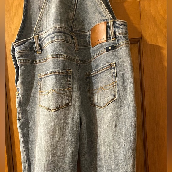 LUCKY BRAND Denim Overalls Washed Ripped Bib Crop Distressed Raw Edge Jeans 12 - Picture 8 of 13
